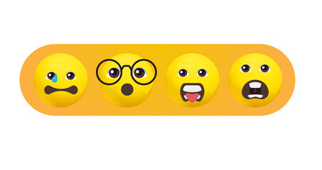Set of Emoticons. Set of Emoji. Isolated vector illustration on white background
