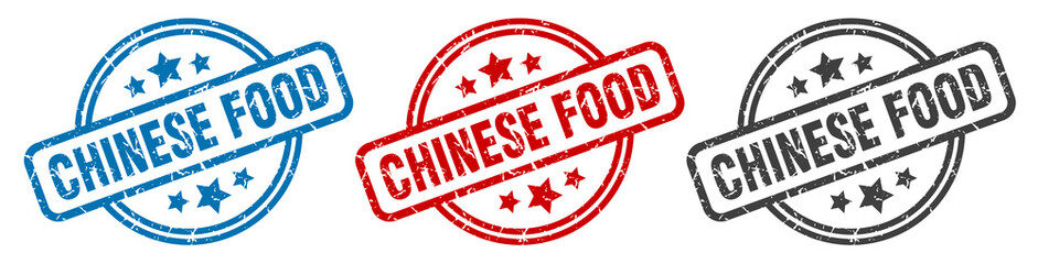 chinese food stamp. chinese food round isolated sign. chinese food label set