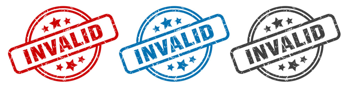 invalid stamp. invalid round isolated sign. invalid label set
