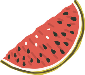 Watermelon slice clipart set hand drawn childish flat style isolated on white background.