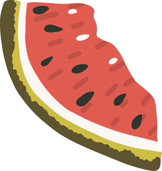 Watermelon slice clipart set hand drawn childish flat style isolated on white background.