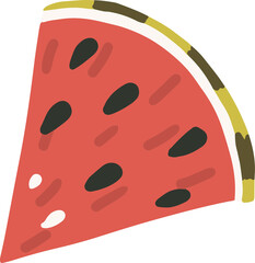 Watermelon slice clipart set hand drawn childish flat style isolated on white background.