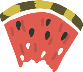 Watermelon slice clipart set hand drawn childish flat style isolated on white background.