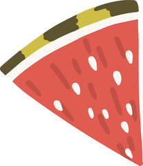 Watermelon slice clipart set hand drawn childish flat style isolated on white background.