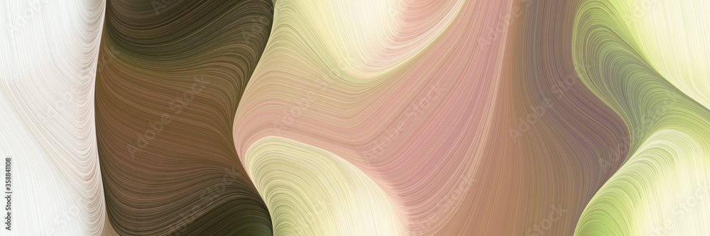 Poster flowing colorful waves background with tan, dark olive green and linen colors. can be used as header