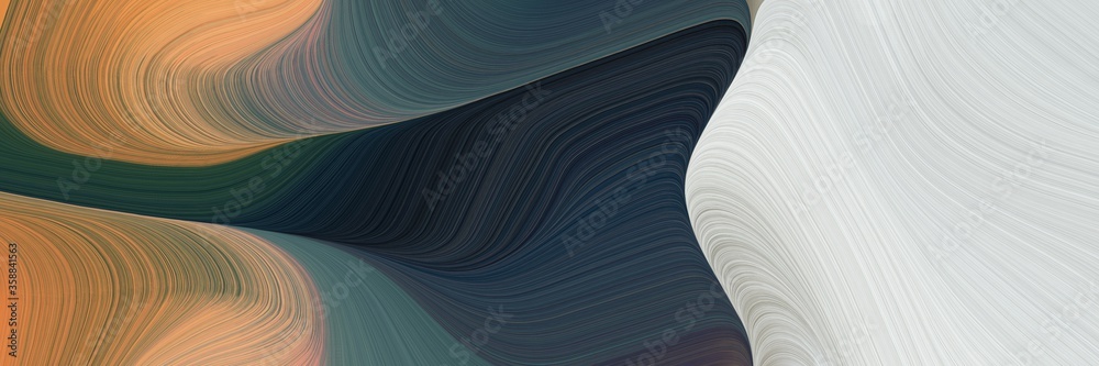 Poster dynamic colorful waves backdrop with very dark blue, light gray and peru colors. can be used as post