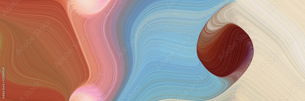Poster flowing decorative waves header design with silver, sienna and pastel gray colors. can be used as po