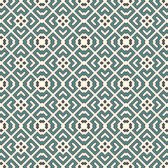 Blue seamless pattern with repeated geometric forms. Ornamental abstract background. Ethnic and tribal motifs.