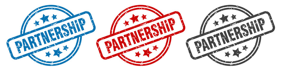 partnership stamp. partnership round isolated sign. partnership label set
