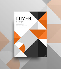 Modern annual cover design with geometric elements and triangles. Designed in A4 format for catalog, booklet, brochure etc. Eps 10 vector