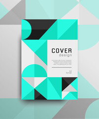 Modern geometric cover design with blue triangles, designed in A4 size for brochure, booklet, poster, annual, report etc. Trendy web banner. Eps 10 vector
