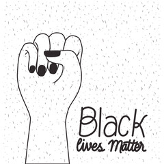 Black lives matter with fist design of Protest justice and racism theme Vector illustration