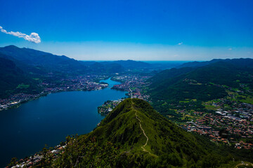 Fototapeta na wymiar Beautiful landscape from Monte Barro, Italy over Como Lake