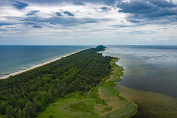 Chalupy Beach Aerial View. Hel Penisula from Above. Baltic Sea, Pomerania, Poland.