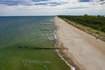 Chalupy Beach Aerial View. Hel Penisula from Above. Baltic Sea, Pomerania, Poland.