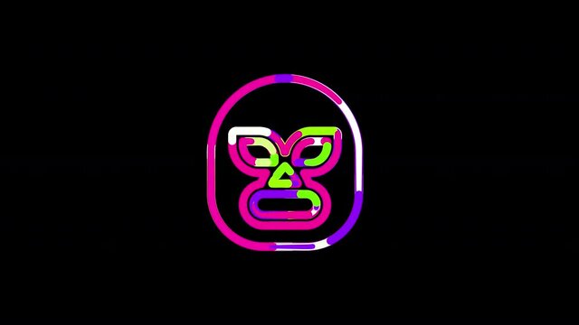 Circles gather in symbol luchador. After it crumbles in a line and moves to the camera. Alpha channel black