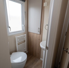 Ensuite bathroom in mobile holiday home