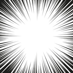 Naklejka premium Graficzna eksplozja z liniami prędkości. Element projektu komiksu. Ilustracji wektorowych