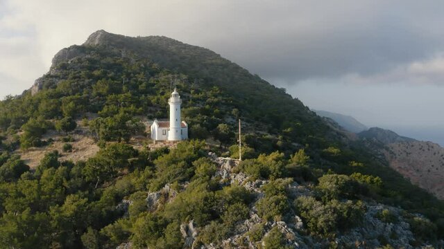 The most beautiful hike destination of Antalya. Gelidonya lighthouse aerial footage. Turkey 4K.