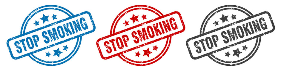 stop smoking stamp. stop smoking round isolated sign. stop smoking label set