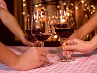 Celebrate whiskey wine on a friendly party in  restaurant