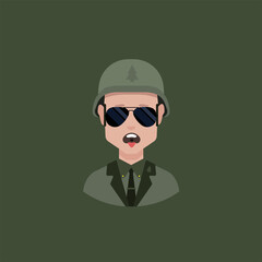 Soldier avatar icon. Male people character.
