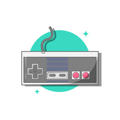 Retro Controller, Classic NES Gamepad 80s Console Flat Illustration