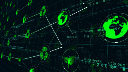 Obraz premium Ecology and recycling symbols digital tree illustration