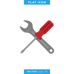 Tools Icon Vector Logo Design Template. Screwdriver and Wrench Icon