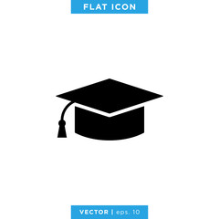 Graduation Cap Icon Vector Logo Design Template