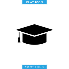 Graduation Cap Icon Vector Logo Design Template