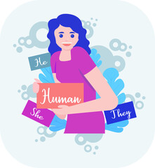 Equality for Everyone, Flat Beautiful Person Vector Illustration