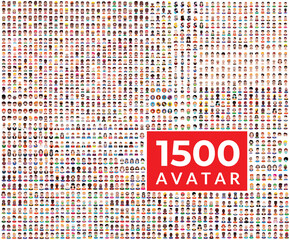 1500 Avatar icon set Persons, avatars, 
 people heads of different ethnicity. 
 Vector design