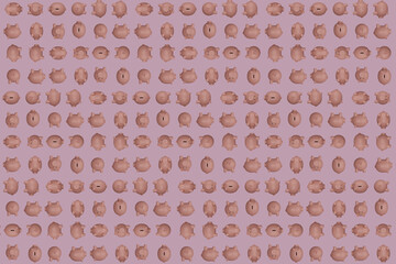 Decorative background with pink piggy banks in different positions. 3d illustration.