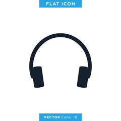 Fototapeta na wymiar Headphones Icon Vector Logo Design Template