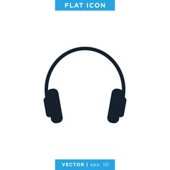 Headphones Icon Vector Logo Design Template