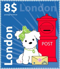 postage stamp Puppy cute in London
