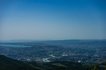 Fototapeta na wymiar View to Tbilisi city from Zedazeni monastery