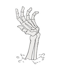 Design of terrifying skeleton hand draw