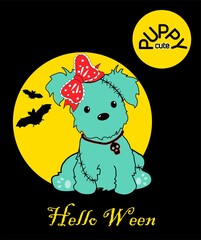 Puppy cute halloween holiday cover design