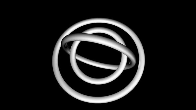 Abstract CGI motion background with rotating 3D circles in shape like gyroscope (full HD 1920x1080, 30 fps).