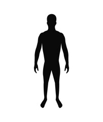 Silhouette of an adult male athletic build. Man icon on a white background.