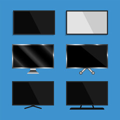 Set of plasma tvs. Plasma screens advertising. Flat style.