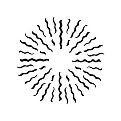 Vintage Sunburst Explosion. Handdrawn Design Graphic Element Fireworks Black Rays Vector