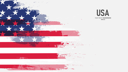 USA flag background with paintbrush style. Banner template vector.