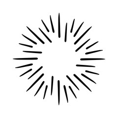 Obraz premium Vintage Sunburst Explosion. Handdrawn Design Graphic Element Fireworks Black Rays Vector