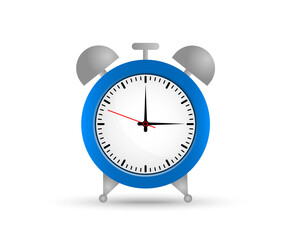 Blue alarm clock in cartoon style. Clock, time. Vector illustration.