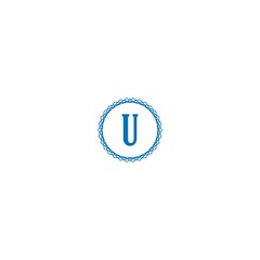 Letter U  logotype in blue color design