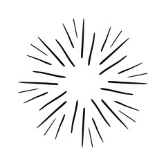 Fototapeta premium Vintage Sunburst Explosion. Handdrawn Design Graphic Element Fireworks Black Rays Vector