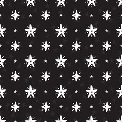 Doodle Stars Seamless Pattern. Vector Holiday and Birthday Design. Starry sky background. Festive Background
